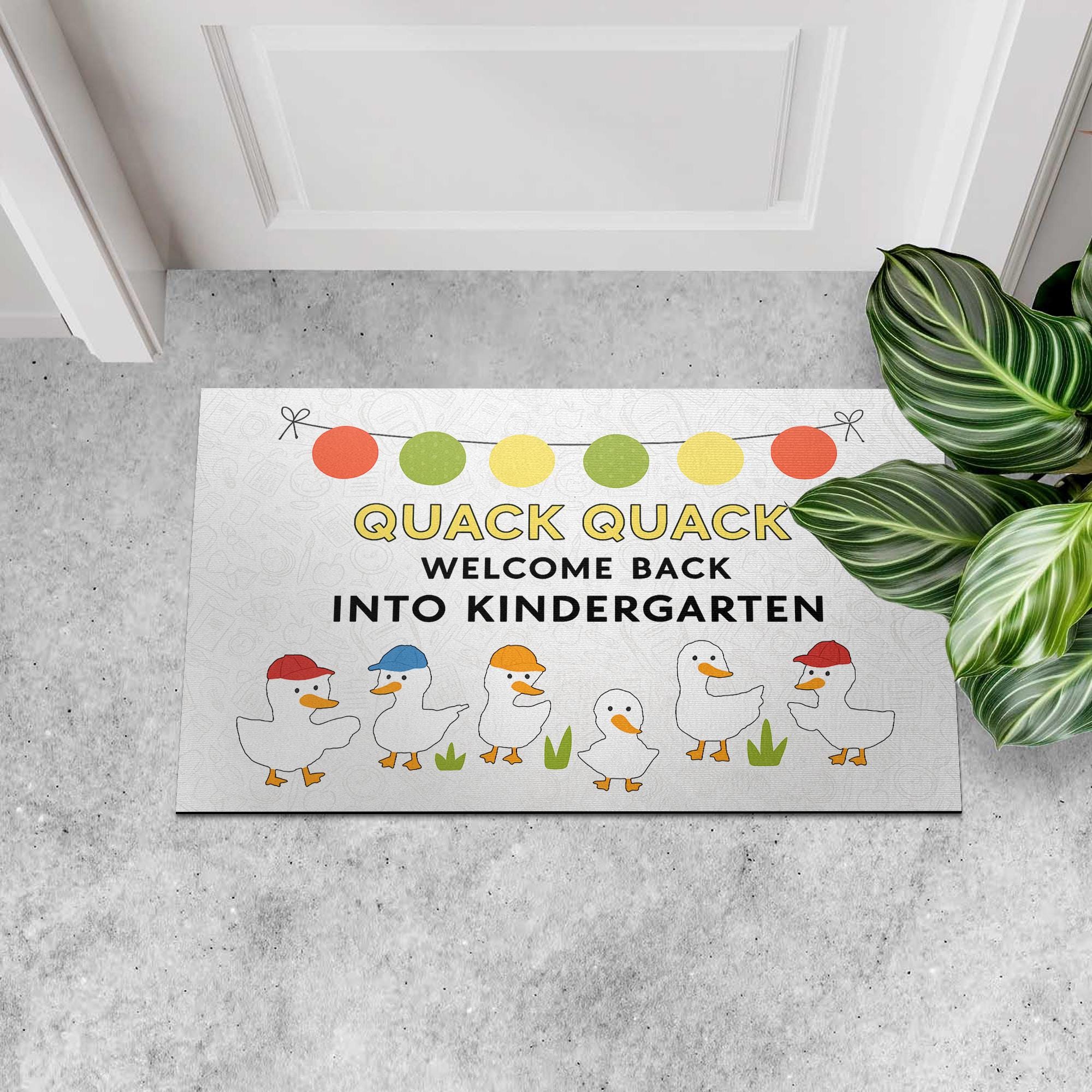 Quack Quack Welcome Back Doormat, Cute Duck Kindergarten Classroom Rug, Back to School Entry Mat, Teacher Door Decor, School Doormat