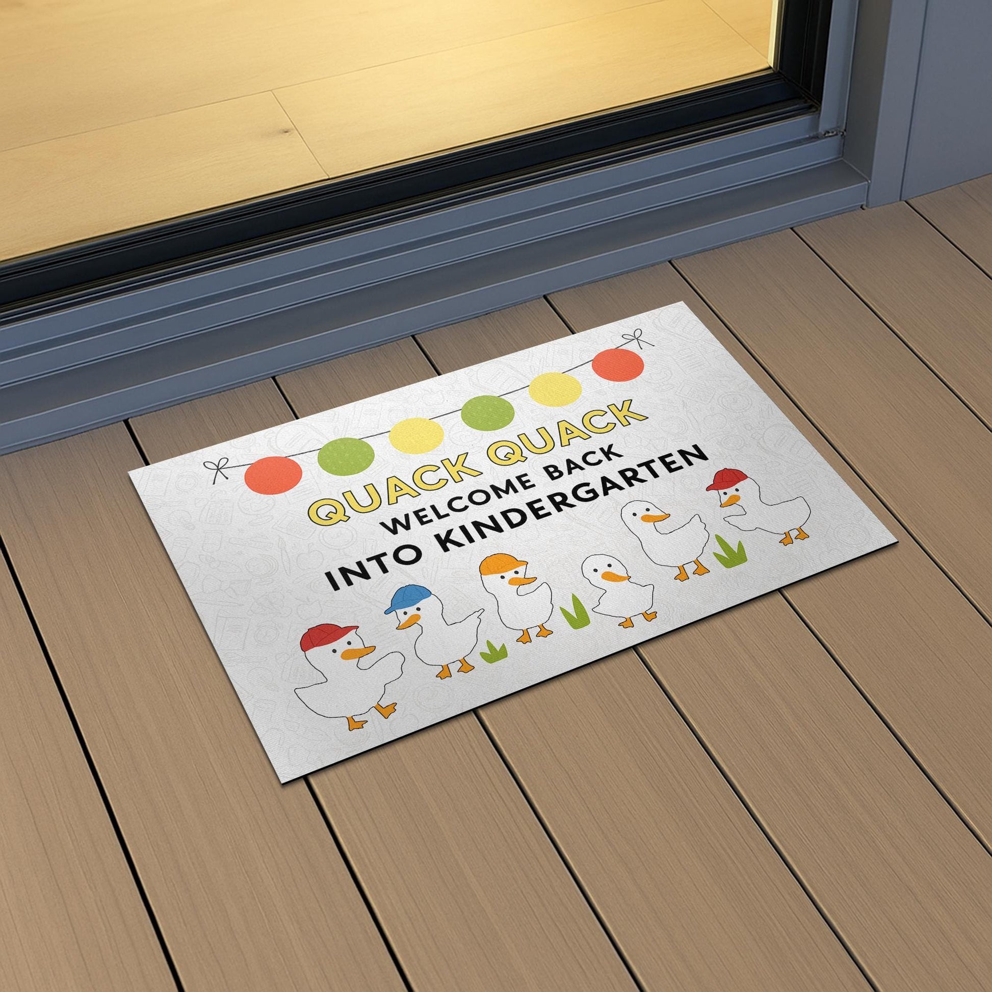 Quack Quack Welcome Back Doormat, Cute Duck Kindergarten Classroom Rug, Back to School Entry Mat, Teacher Door Decor, School Doormat