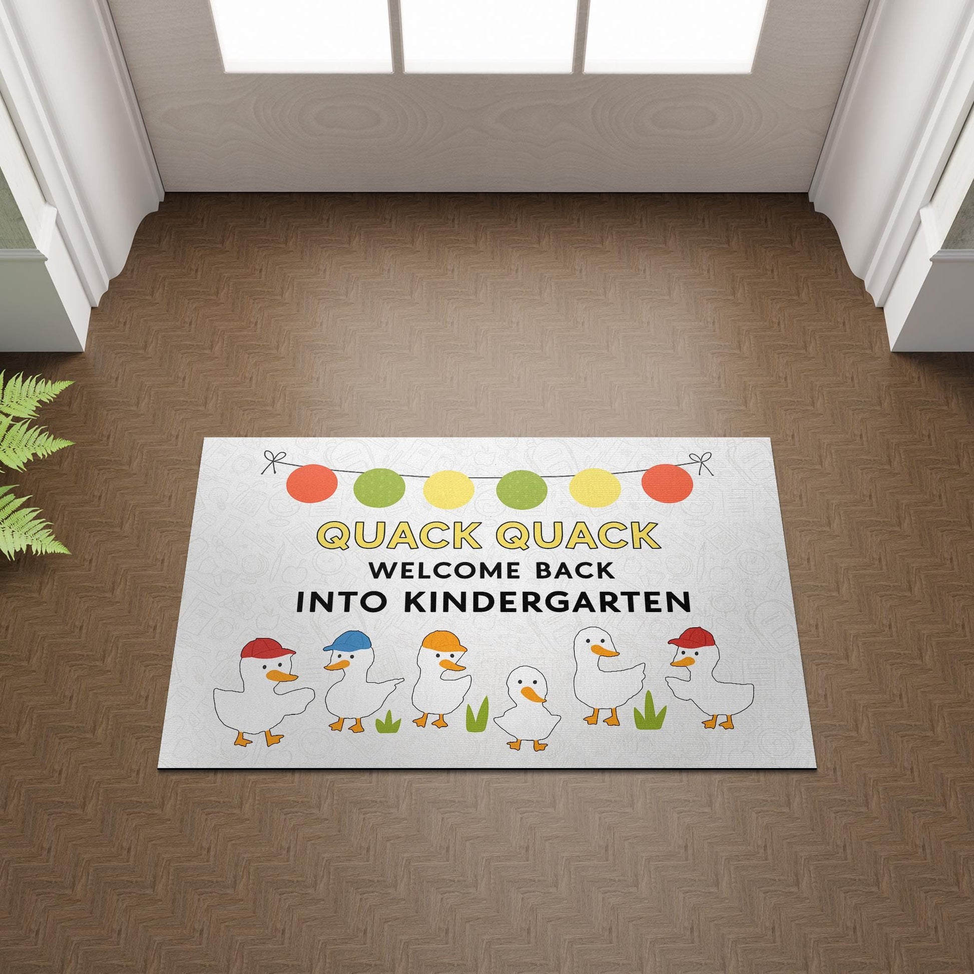 Quack Quack Welcome Back Doormat, Cute Duck Kindergarten Classroom Rug, Back to School Entry Mat, Teacher Door Decor, School Doormat