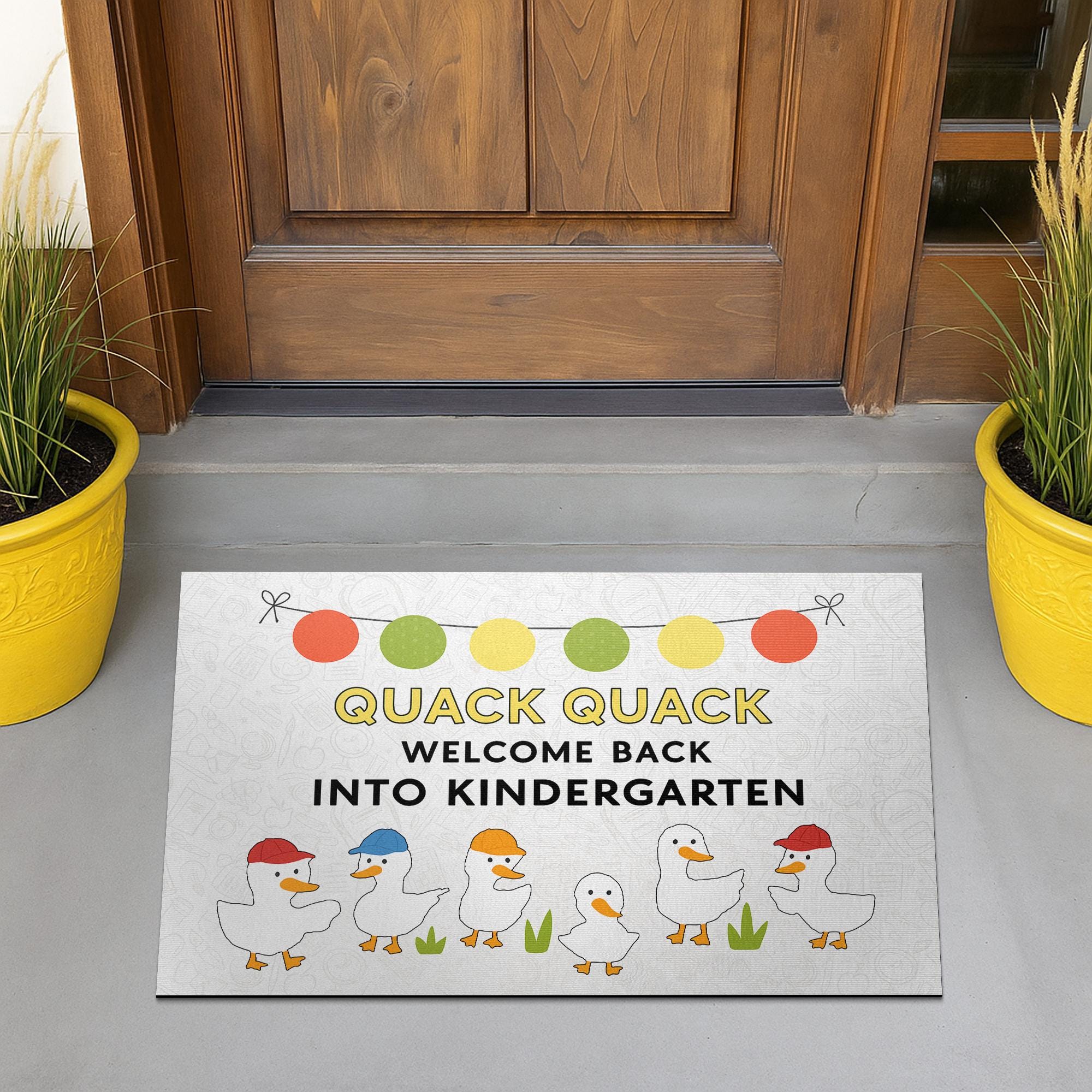 Quack Quack Welcome Back Doormat, Cute Duck Kindergarten Classroom Rug, Back to School Entry Mat, Teacher Door Decor, School Doormat