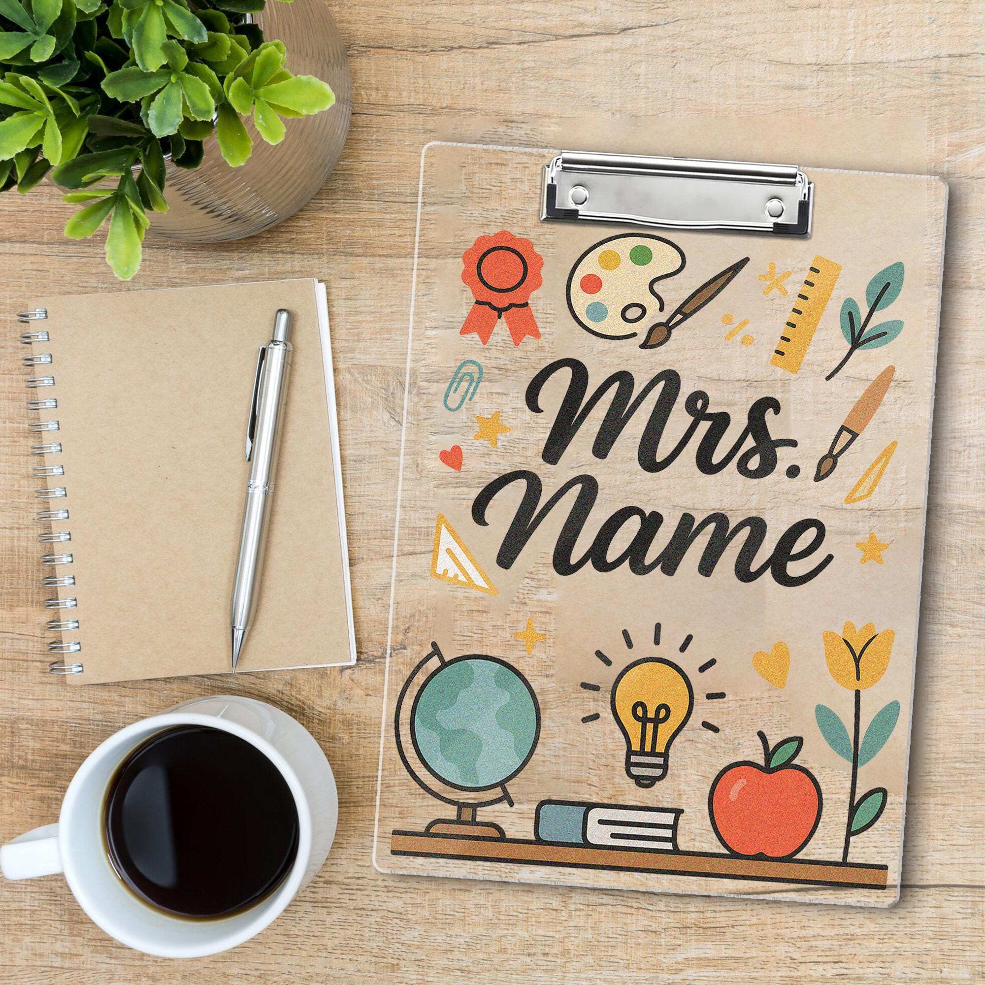 Custom Teacher Clipboard, Personalized Back to School Clipboard, Educational Art Design, Classroom Gift for Teachers and Educators