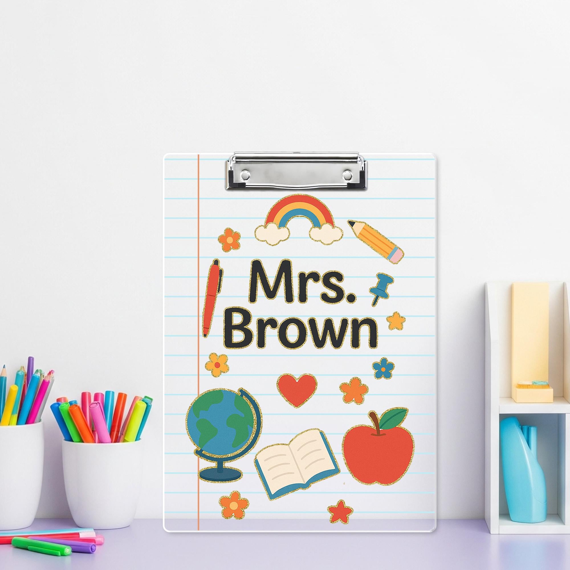 Personalized Teacher Clipboard, Back to School Clipboard with Name, Cute Classroom Supplies Design, Custom Educator Gift