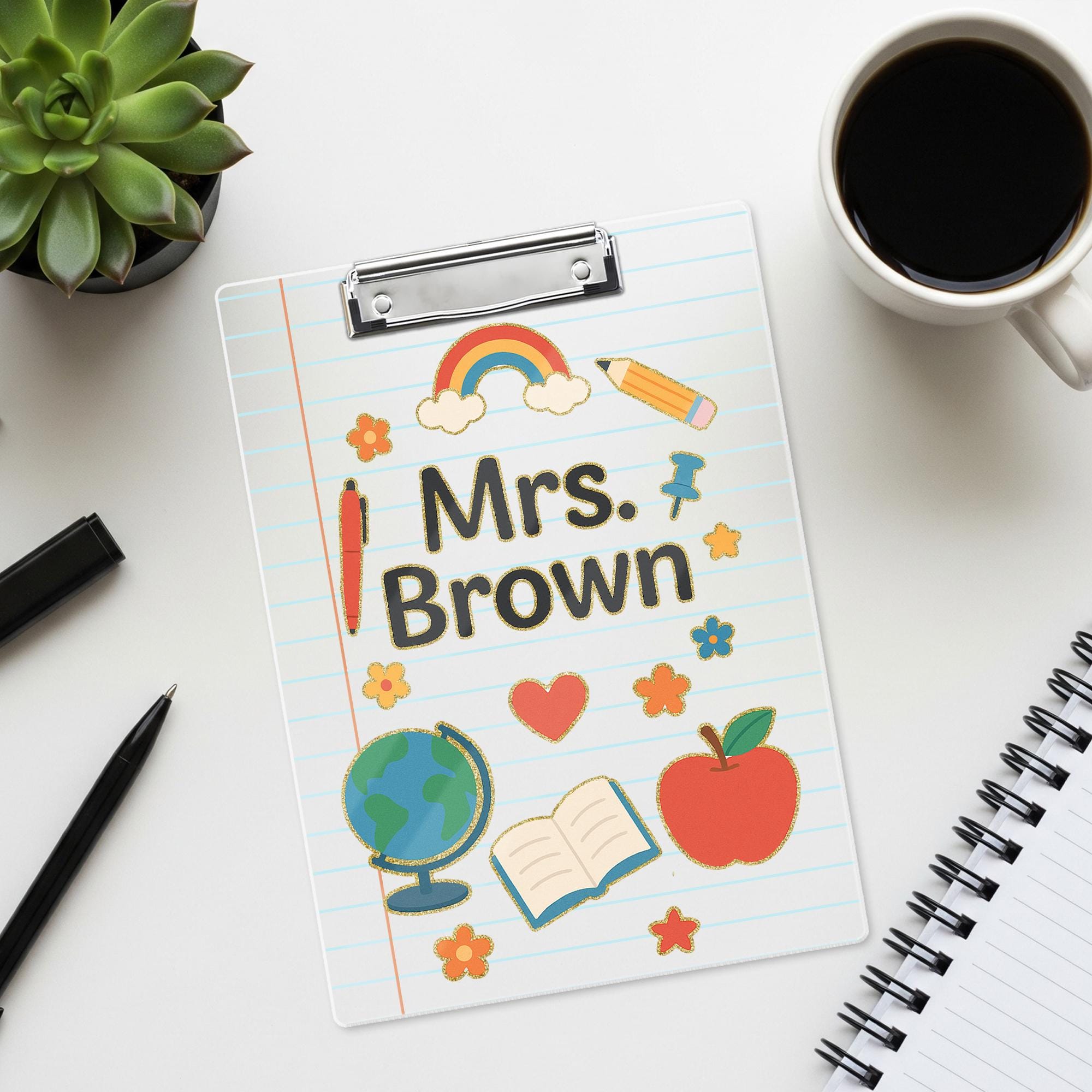 Personalized Teacher Clipboard, Back to School Clipboard with Name, Cute Classroom Supplies Design, Custom Educator Gift