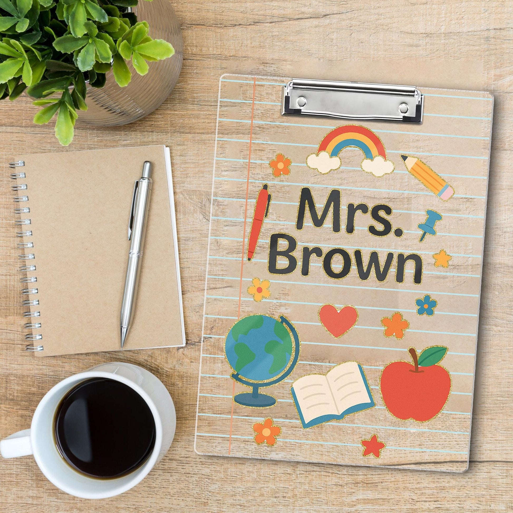 Personalized Teacher Clipboard, Back to School Clipboard with Name, Cute Classroom Supplies Design, Custom Educator Gift