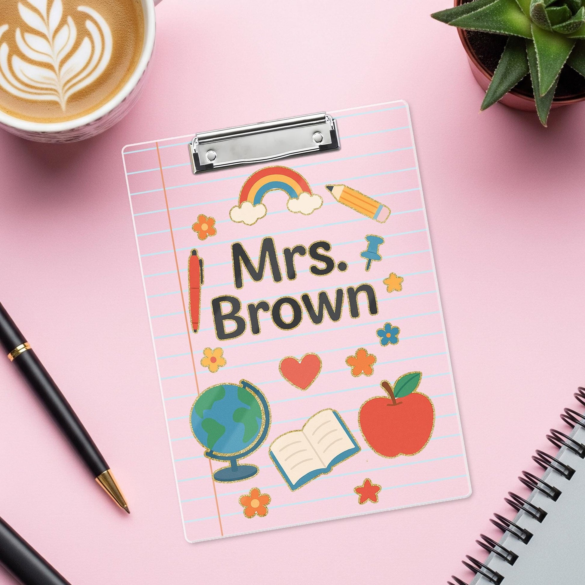 Personalized Teacher Clipboard, Back to School Clipboard with Name, Cute Classroom Supplies Design, Custom Educator Gift