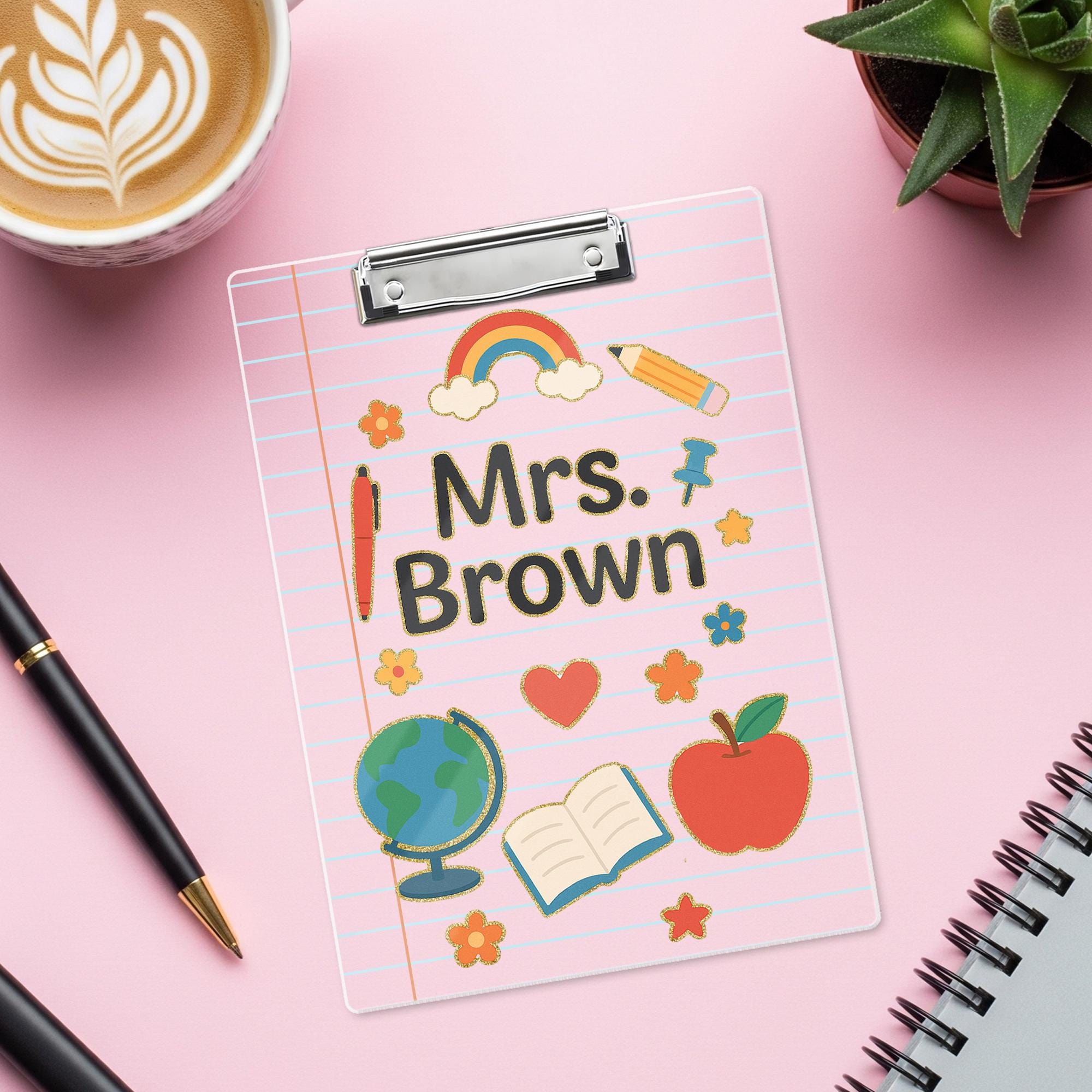 Personalized Teacher Clipboard, Back to School Clipboard with Name, Cute Classroom Supplies Design, Custom Educator Gift