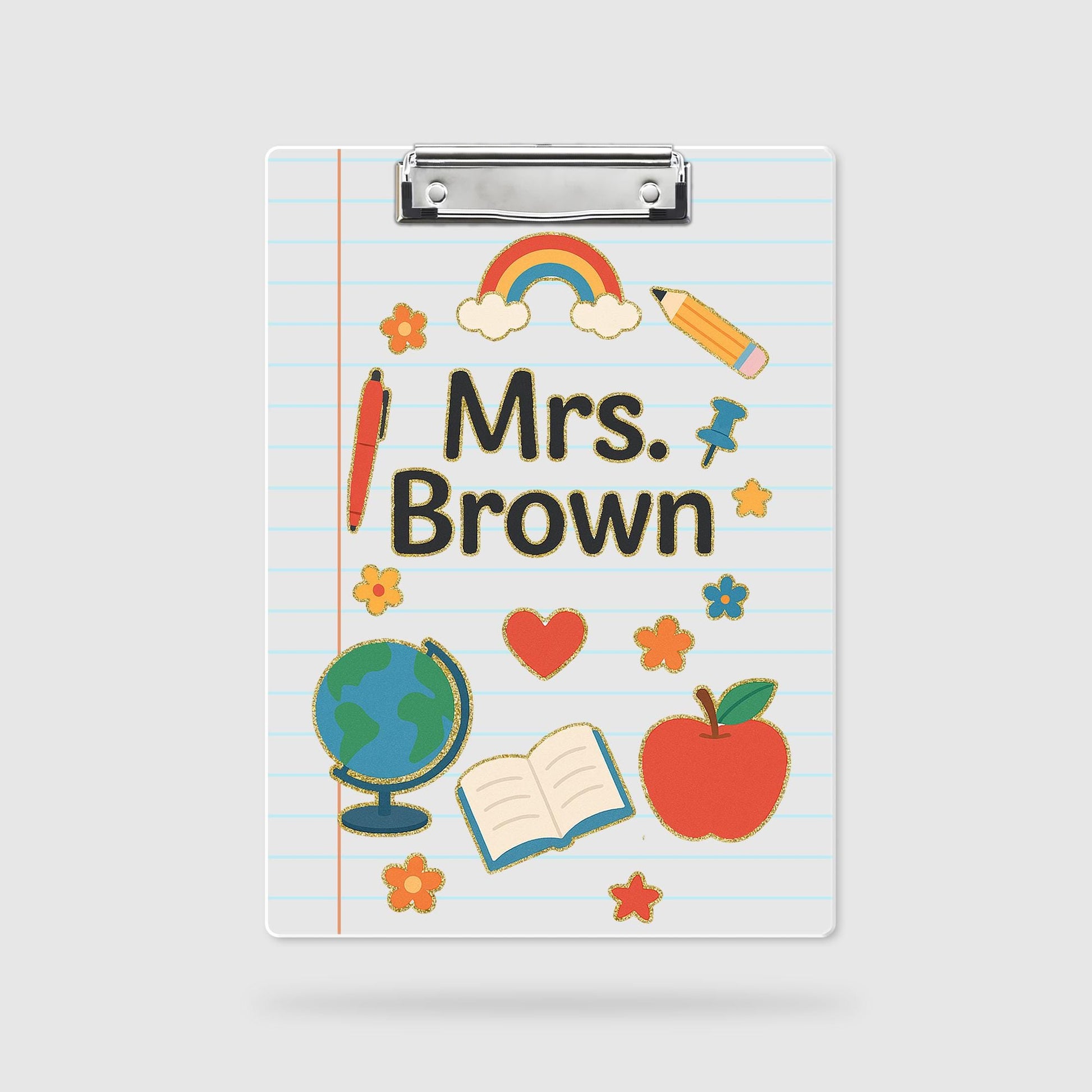 Personalized Teacher Clipboard, Back to School Clipboard with Name, Cute Classroom Supplies Design, Custom Educator Gift