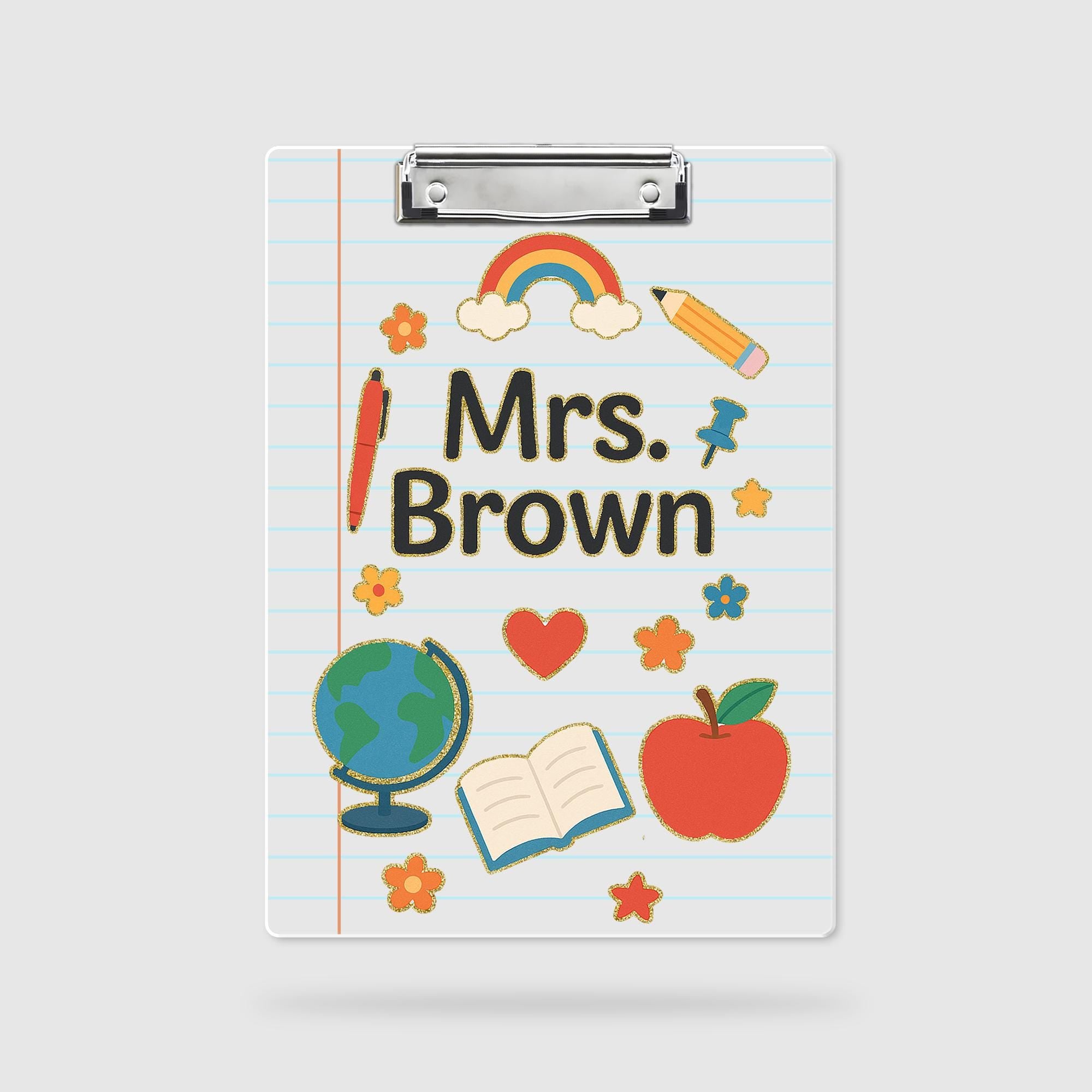 Personalized Teacher Clipboard, Back to School Clipboard with Name, Cute Classroom Supplies Design, Custom Educator Gift