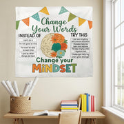 Change Your Words Change Your Mindset Tapestry, Classroom Motivational Wall Decor, Growth Mindset Poster for Teachers and Students