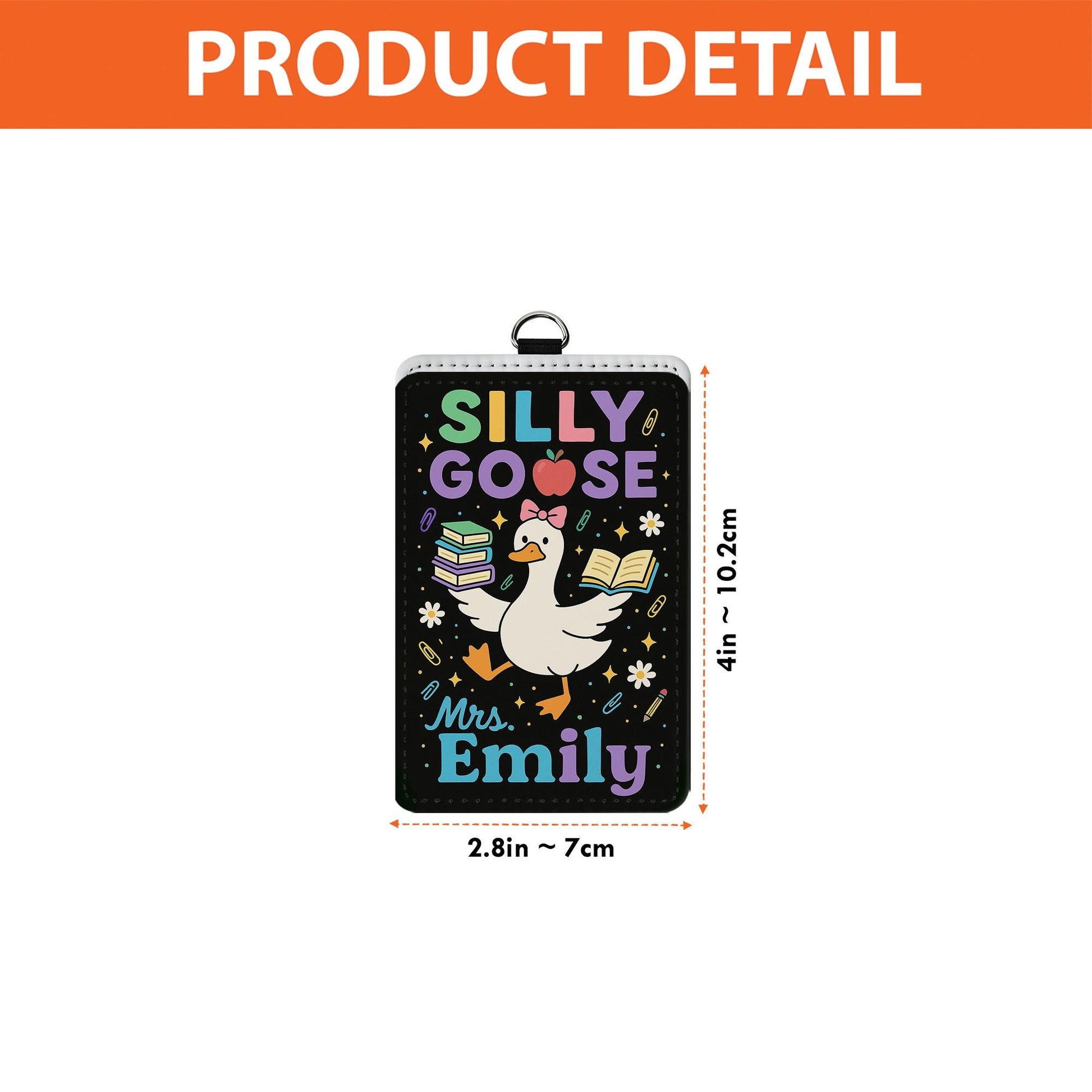 Silly Goose Teacher Badge Holder, Custom Leather ID Tag, Funny Back to School Lanyard, Personalized Classroom Name Card