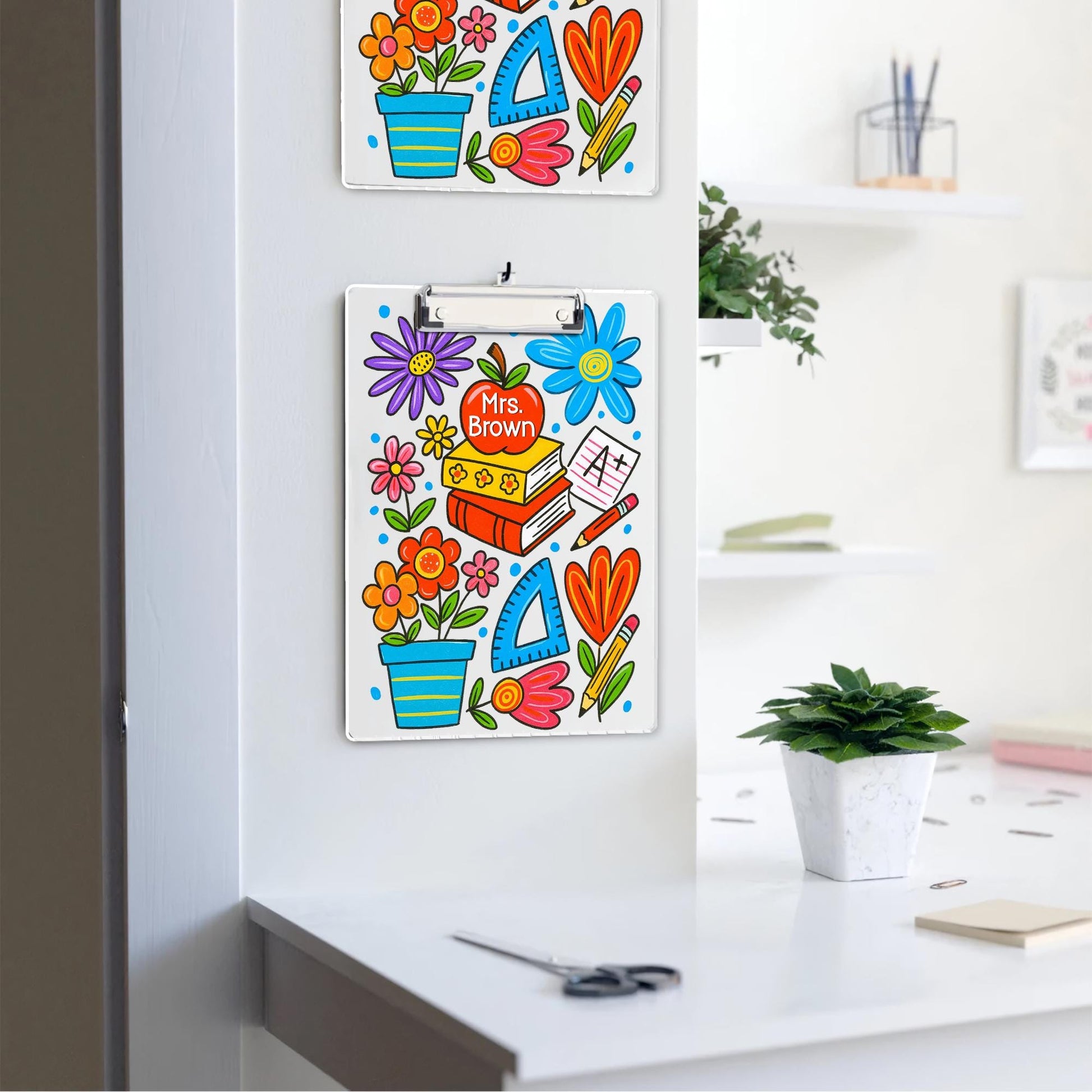 Personalized Teacher Clipboard, Colorful Floral Classroom Supplies Design, Custom Gift for Back to School or Appreciation Gift for Teachers