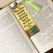 Custom Holographic Teacher Bookmark Gift, Personalized Thank You Crayon Bookmark with Tassel, End of Year Teacher Appreciation Gift