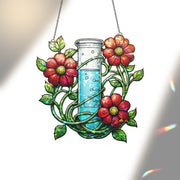 Floral Science Acrylic Window Hanging | Lab Beaker with Flowers Decor | Unique Gift for Teacher, Botanist, Plant Lover, Nature Decor