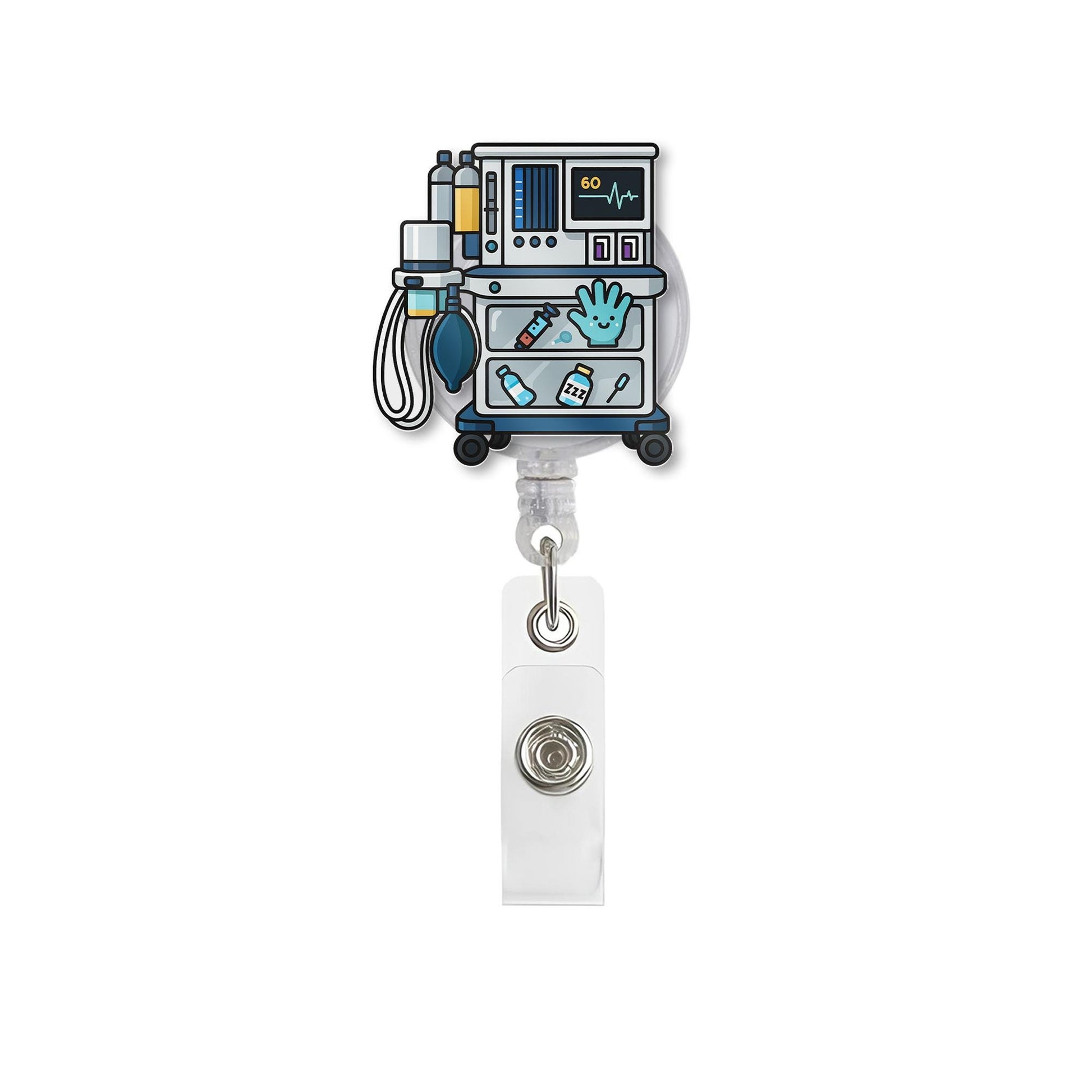 Anesthesia Machine Badge Reel, Nurse Badge Holder, Medical ID Clip, Anesthetist Gift, Hospital Work Accessory, CRNA Badge Reel