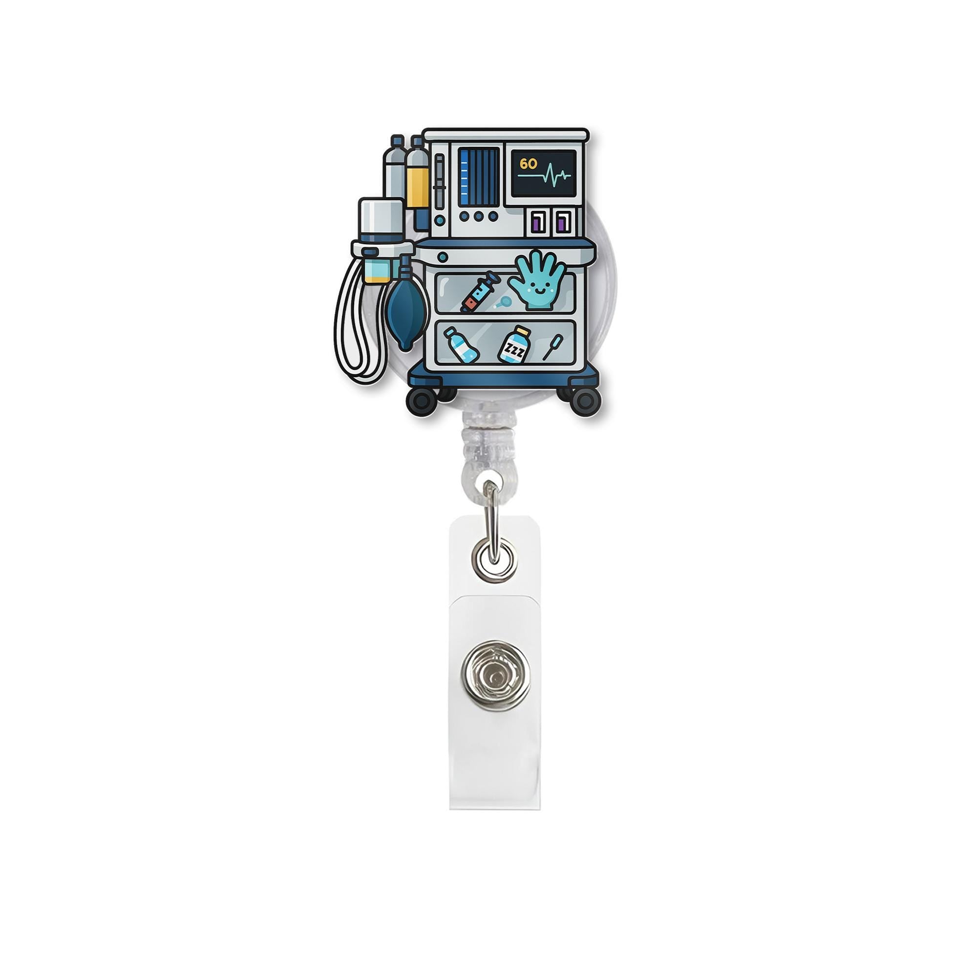 Anesthesia Machine Badge Reel, Nurse Badge Holder, Medical ID Clip, Anesthetist Gift, Hospital Work Accessory, CRNA Badge Reel