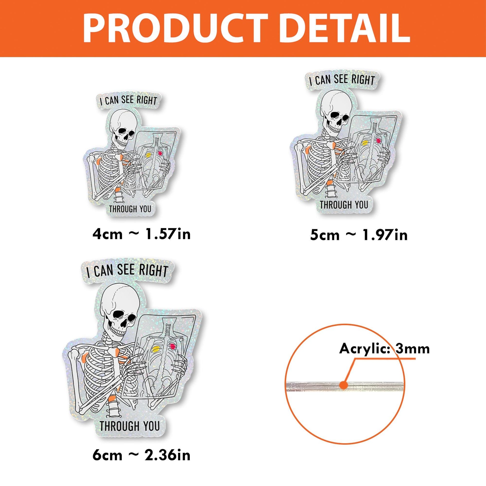 Skeleton X-Ray Badge Reel, Funny Radiology ID Holder, I Can See Right Through You, Halloween Badge Clip, Tech Gift Idea