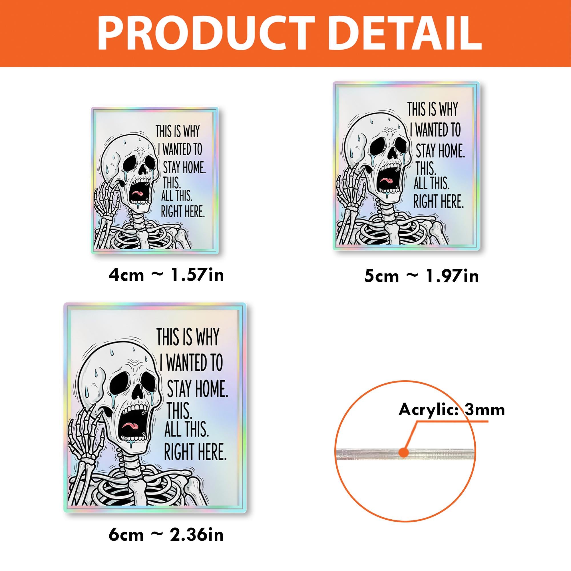 Funny Skeleton Badge Reel, Stay Home Quote ID Holder, Holographic Badge Clip, Spooky Nurse Gift, Work Humor Badge Reel