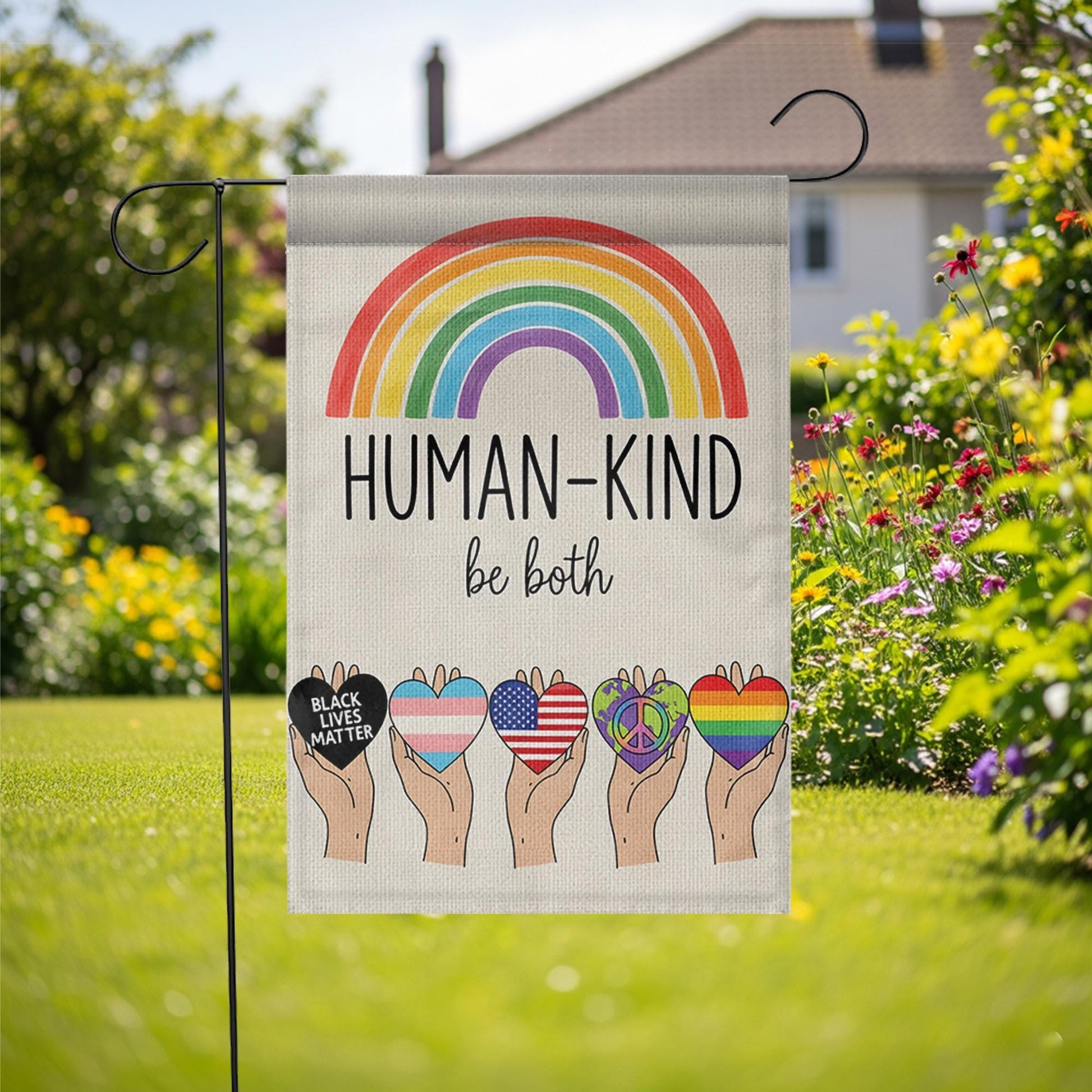 Human Kind Garden Flag, Be Both Yard Sign, Diversity Inclusion Flag, Pride Equality Outdoor Decor, Kindness Rainbow Flag, Pride Month Flag