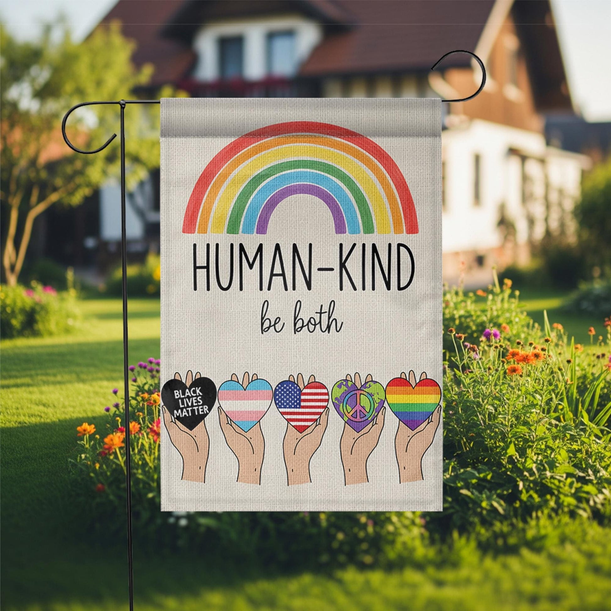 Human Kind Garden Flag, Be Both Yard Sign, Diversity Inclusion Flag, Pride Equality Outdoor Decor, Kindness Rainbow Flag, Pride Month Flag