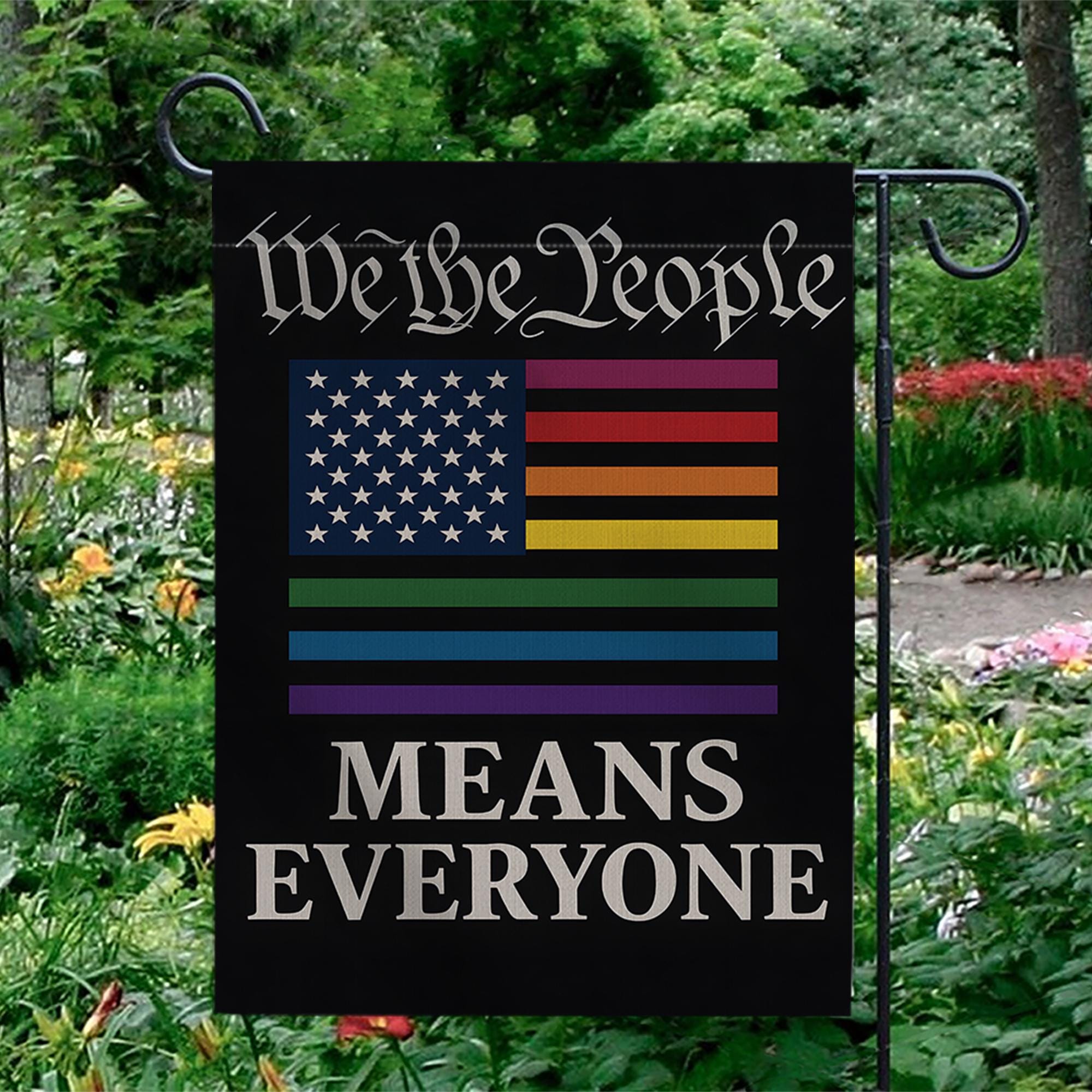 Pride Garden Flag LGBTQ+ | We The People Means Everyone Yard Flag | Inclusive Outdoor Decor | Equality Flag for Pride Month Celebration