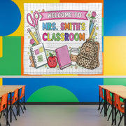 Personalized Classroom Tapestry, Teacher Name Wall Banner, Cute Back to School Decor, Welcome Sign for Classroom,Custom Gift,Classroom Decor