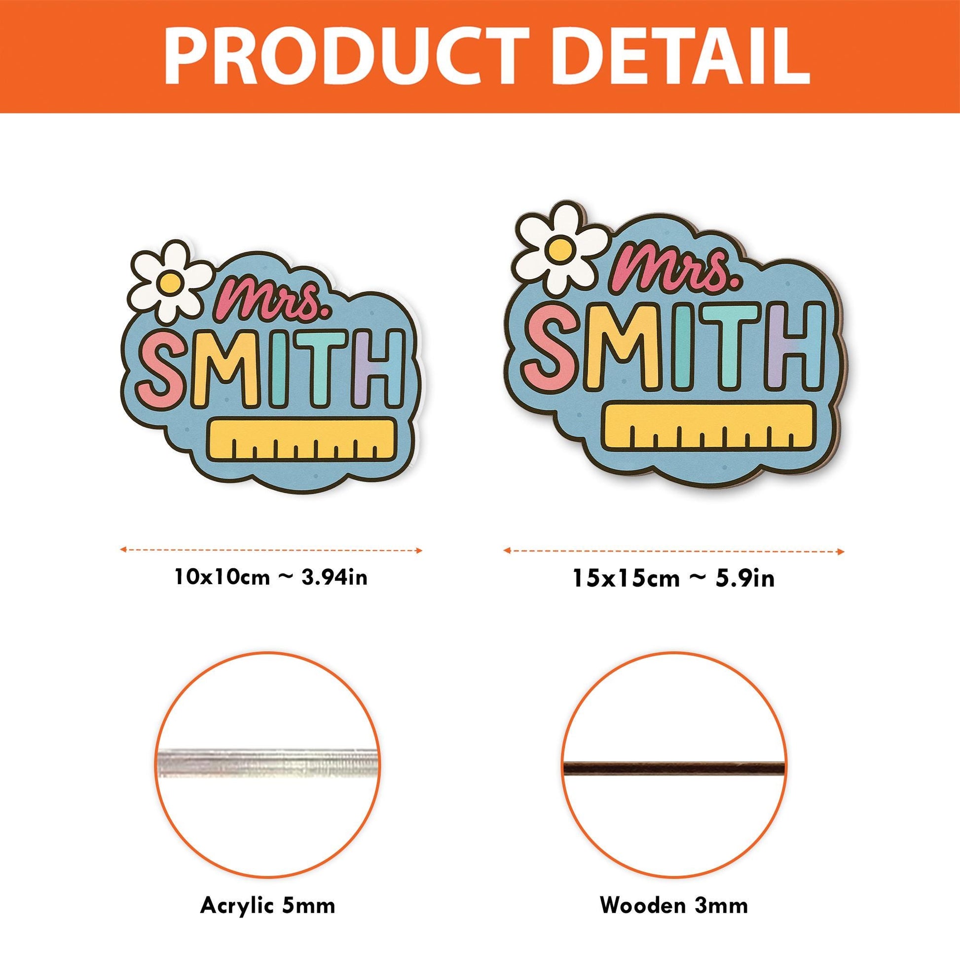 Custom Math Teacher Coaster – Personalized Name Gift with Ruler Design, Cute Desk or Classroom Decor for Educators and Tutors