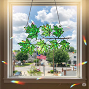 Green Maple Leaf Suncatcher, Holographic Acrylic Window Decor, Canadian Leaf Sun Catcher, Nature Lover Gift, Forest Window Art