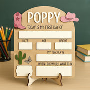 Personalized Cowgirl First Day of School Sign – Back to School Reusable Board – Western Kid School Photo Prop – Custom Name Sign for Girls