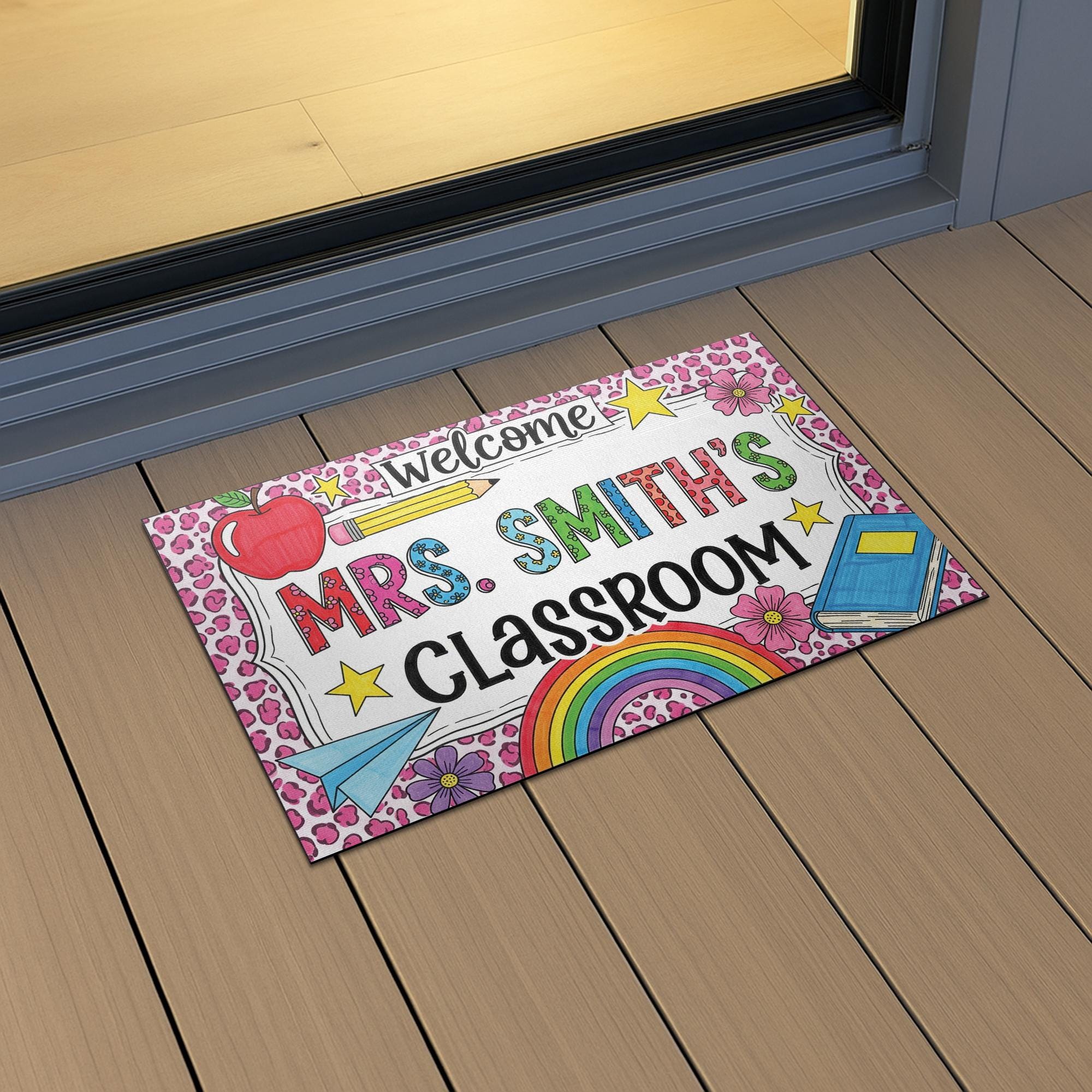 Personalized Teacher Doormat, Classroom Welcome Mat, Custom School Rug, Back to School Decor, Mrs. Classroom Door Mat, Custom Class Decor