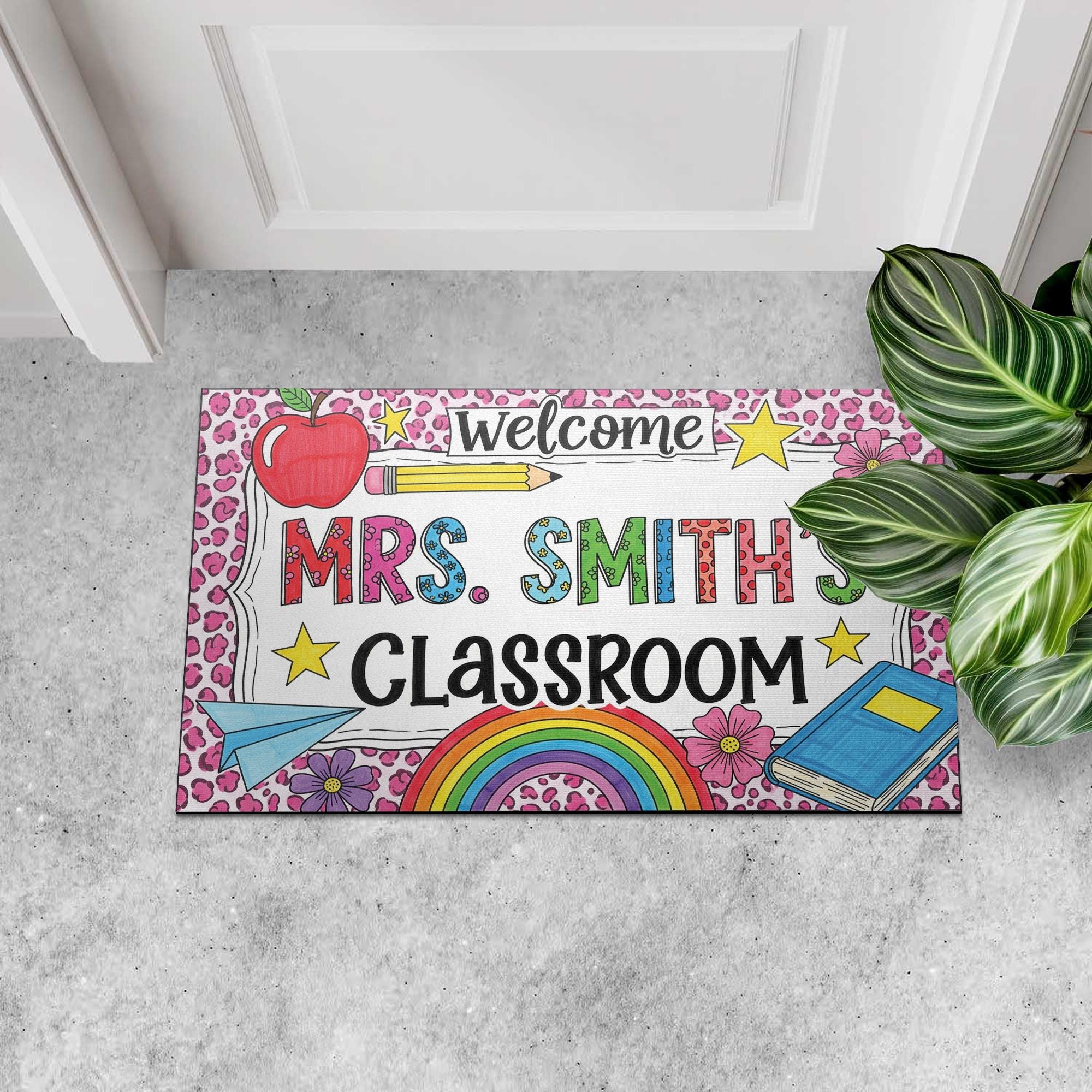 Personalized Teacher Doormat, Classroom Welcome Mat, Custom School Rug, Back to School Decor, Mrs. Classroom Door Mat, Custom Class Decor