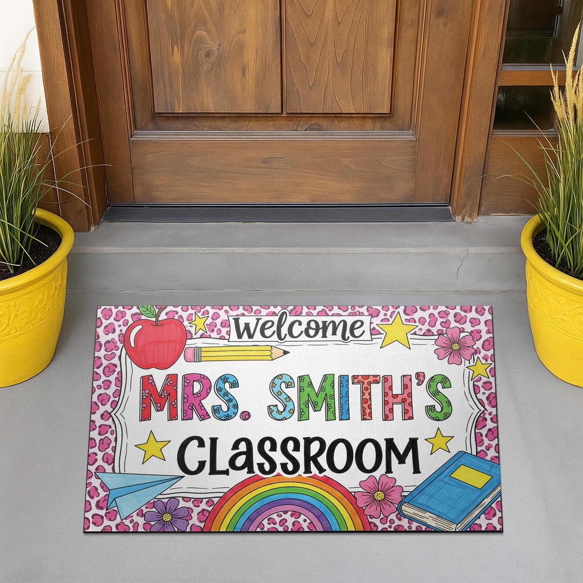 Personalized Teacher Doormat, Classroom Welcome Mat, Custom School Rug, Back to School Decor, Mrs. Classroom Door Mat, Custom Class Decor