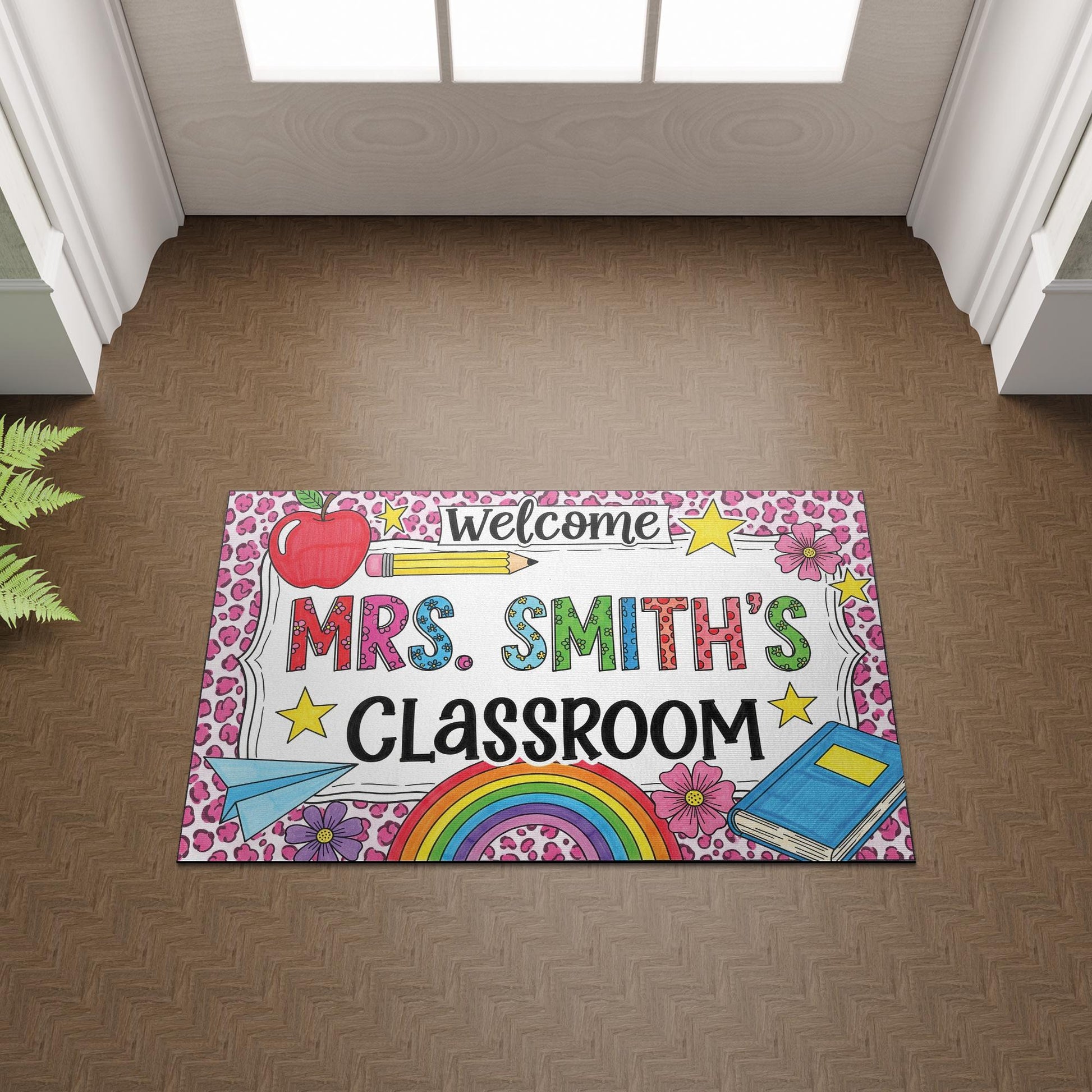 Personalized Teacher Doormat, Classroom Welcome Mat, Custom School Rug, Back to School Decor, Mrs. Classroom Door Mat, Custom Class Decor