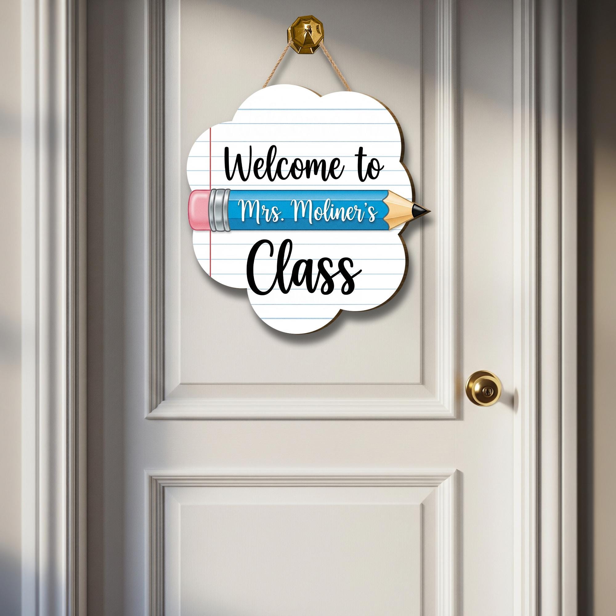 Welcome to Class Sign, Teacher Door Sign, Pencil Classroom Decor, Custom Name Sign, Back to School Gift, Wooden School Sign