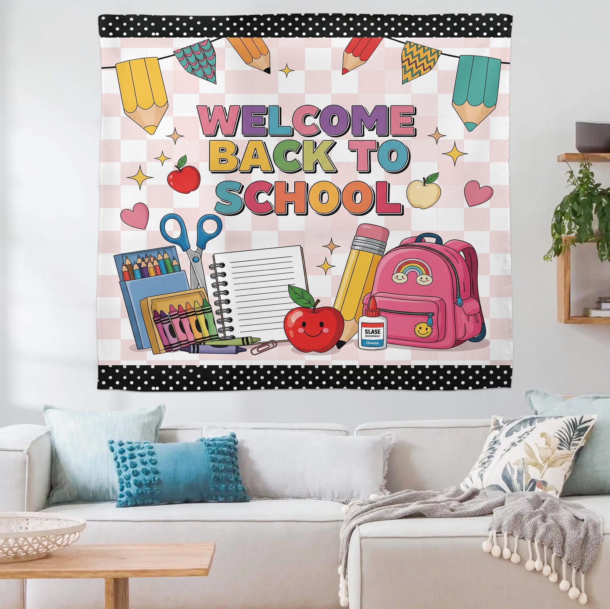 Back to School Tapestry, Classroom Wall Decor, Teacher Bulletin Board, School Banner, Welcome Sign, Kindergarten Decor