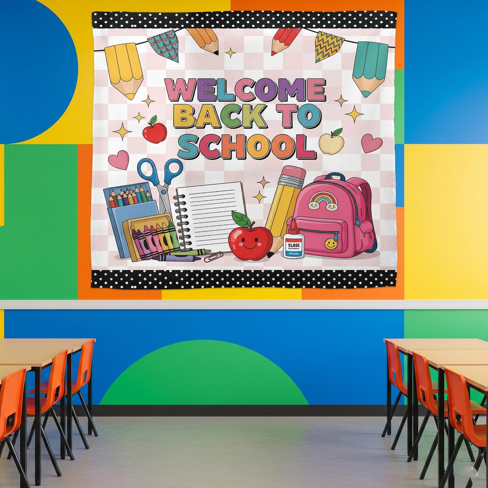 Back to School Tapestry, Classroom Wall Decor, Teacher Bulletin Board, School Banner, Welcome Sign, Kindergarten Decor