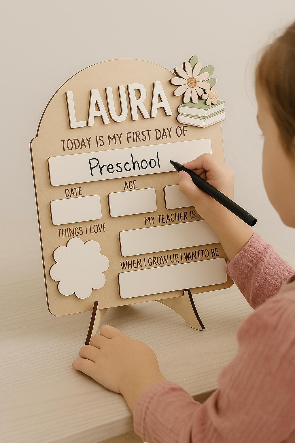 Reusable First Day of School Board Sign, Personalized Back to School Sign with Name, Keepsake Reusable School Milestone Photo Prop