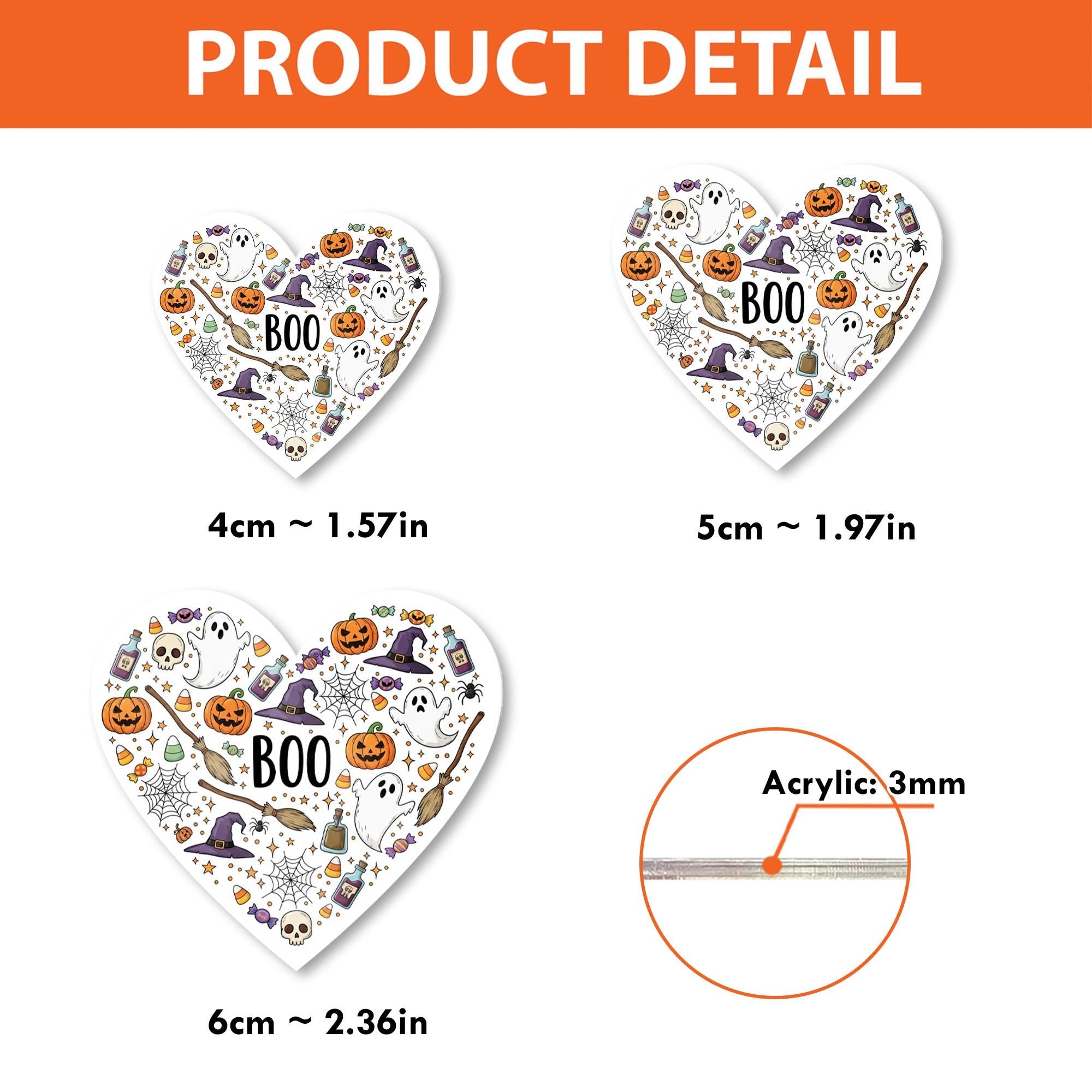 Boo Halloween Heart Badge Reel - Spooky Retractable ID Holder - Nurse Teacher Student Gift - Cute Ghost Pumpkin Design - Fall Accessory
