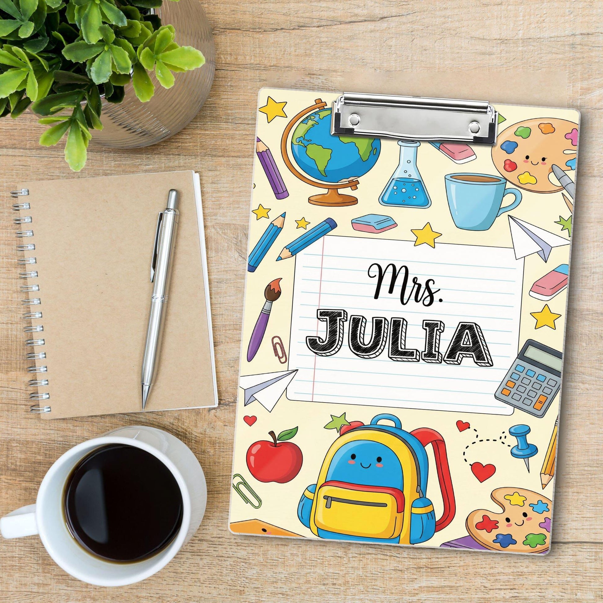 COMBO Teacher Clipboard and Badge Reel Set, Personalized Clipboard, Let Kindness Bloom, Custom Teacher Gift, Back to School Supplies