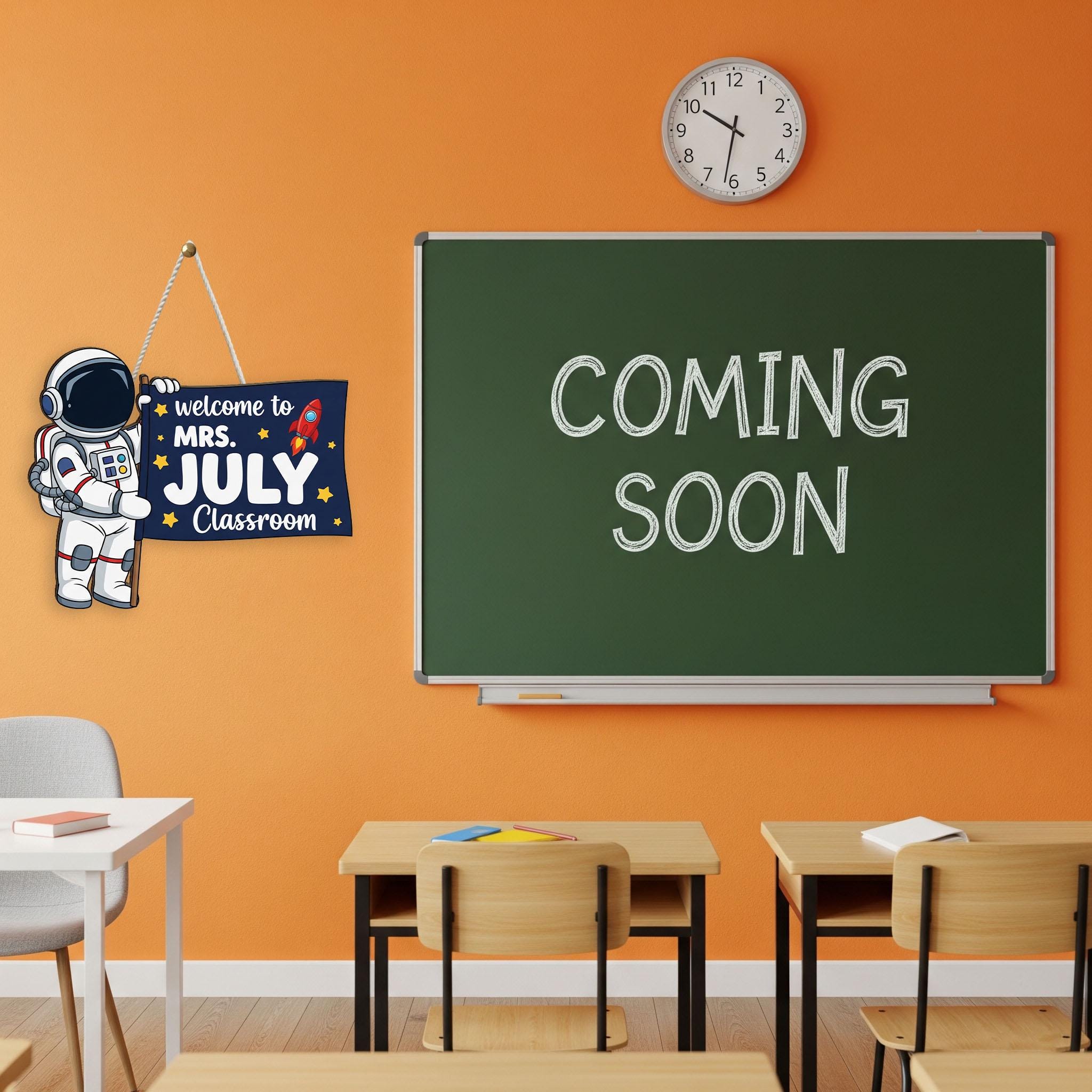 Astronaut Welcome Sign, Space Classroom Decor, Teacher Door Sign, Custom Name Sign, Back to School Gift, Outer Space Theme