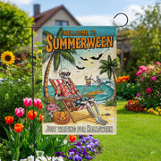 Summerween Garden Flag, Skeleton Beach Decor, Funny Halloween in July Banner, Spooky Tropical Yard Art, Waiting for Halloween Gift