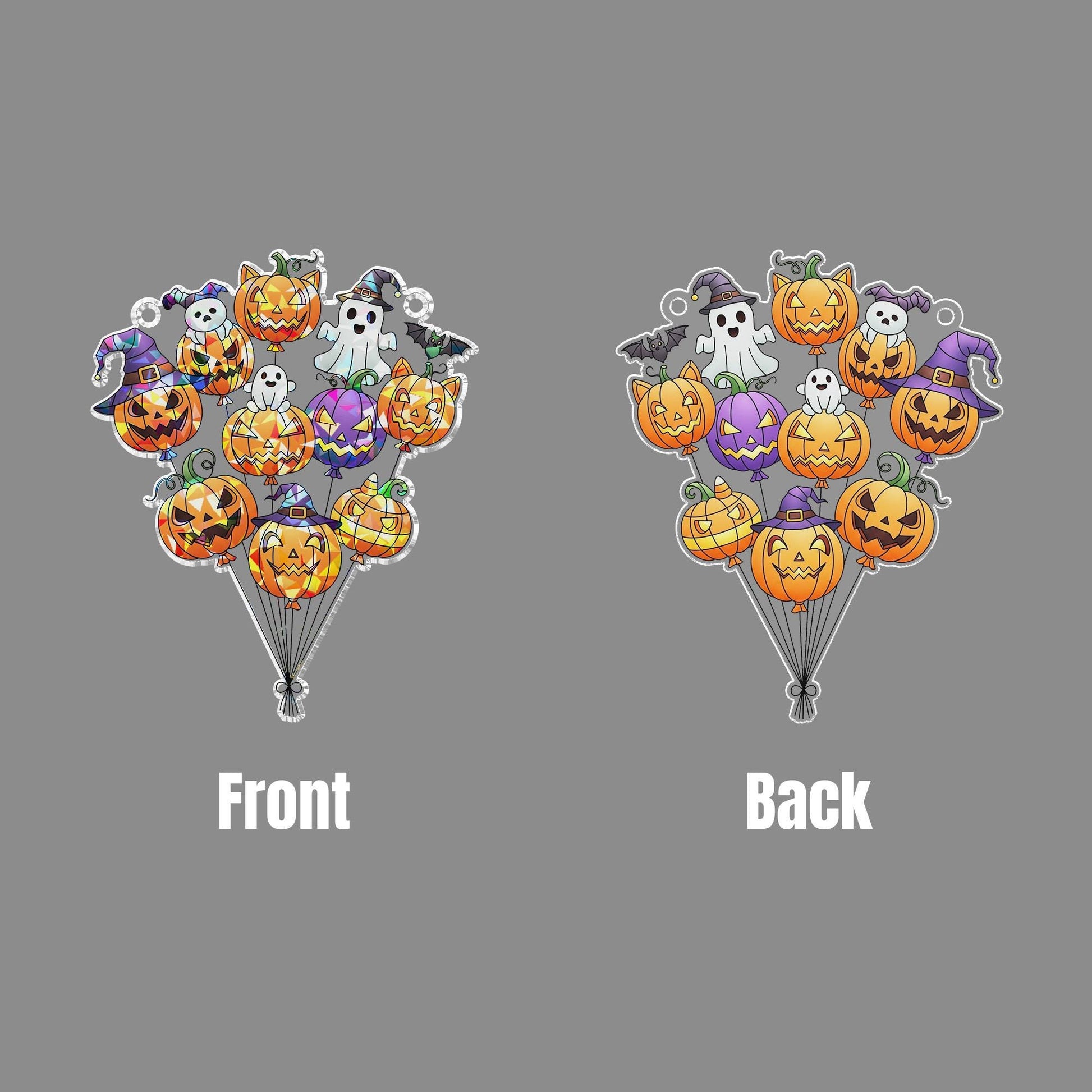 Halloween Pumpkin Ghost Balloon Suncatcher | Cute Spooky Window Decor | Witchy Jack O Lantern Sun Catcher | Fall Gothic Home Gift