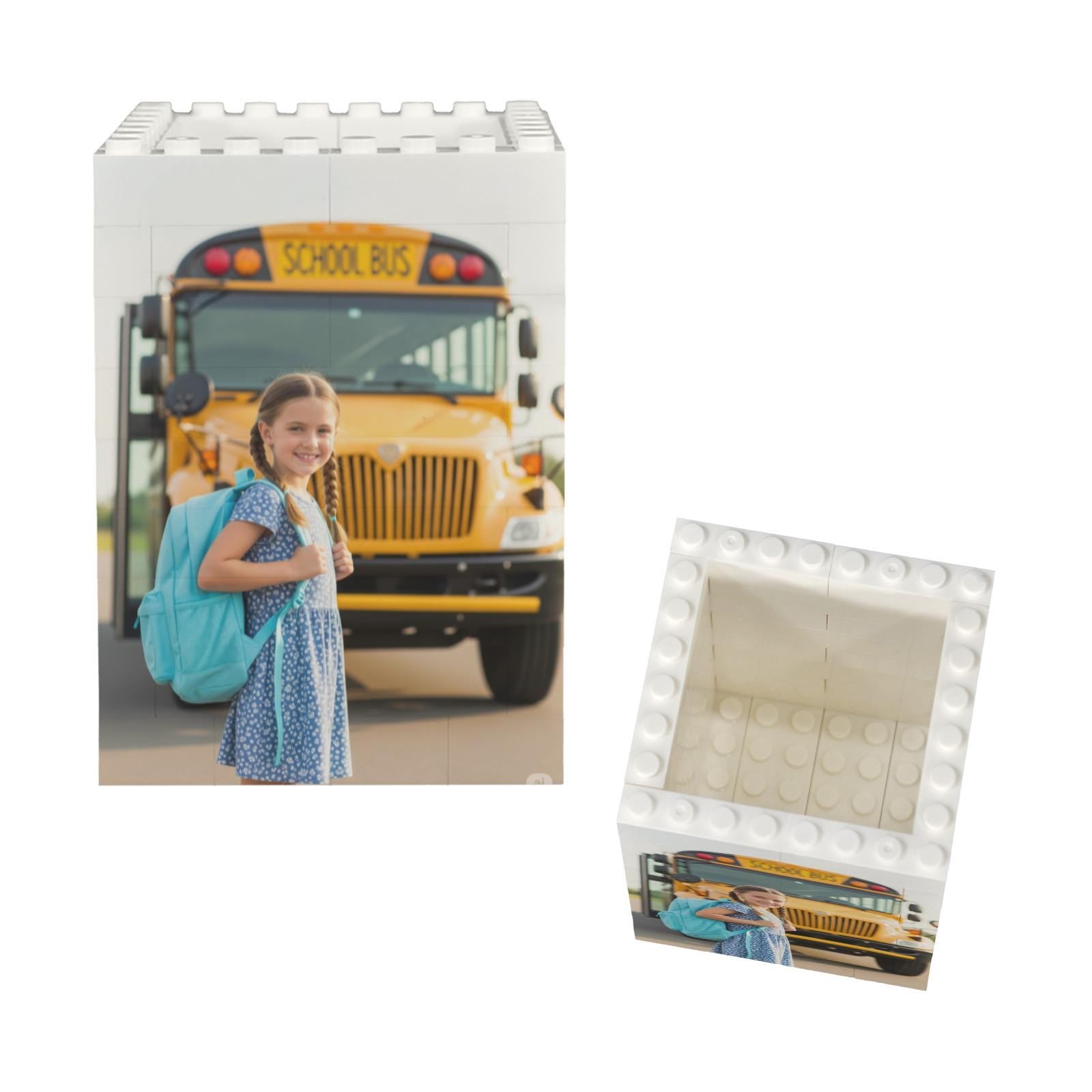 Custom Photo Pencil Holder, Kid First Day of School Keepsake, Brick Pen Organizer, Personalized Desk Gift for , Student, Photo Brick Pen Pot