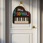 Custom Music Teacher Door Sign, Personalized Piano Name Plaque, Wooden Classroom Decor, Gift for Choir or Band Instructor, Back To School