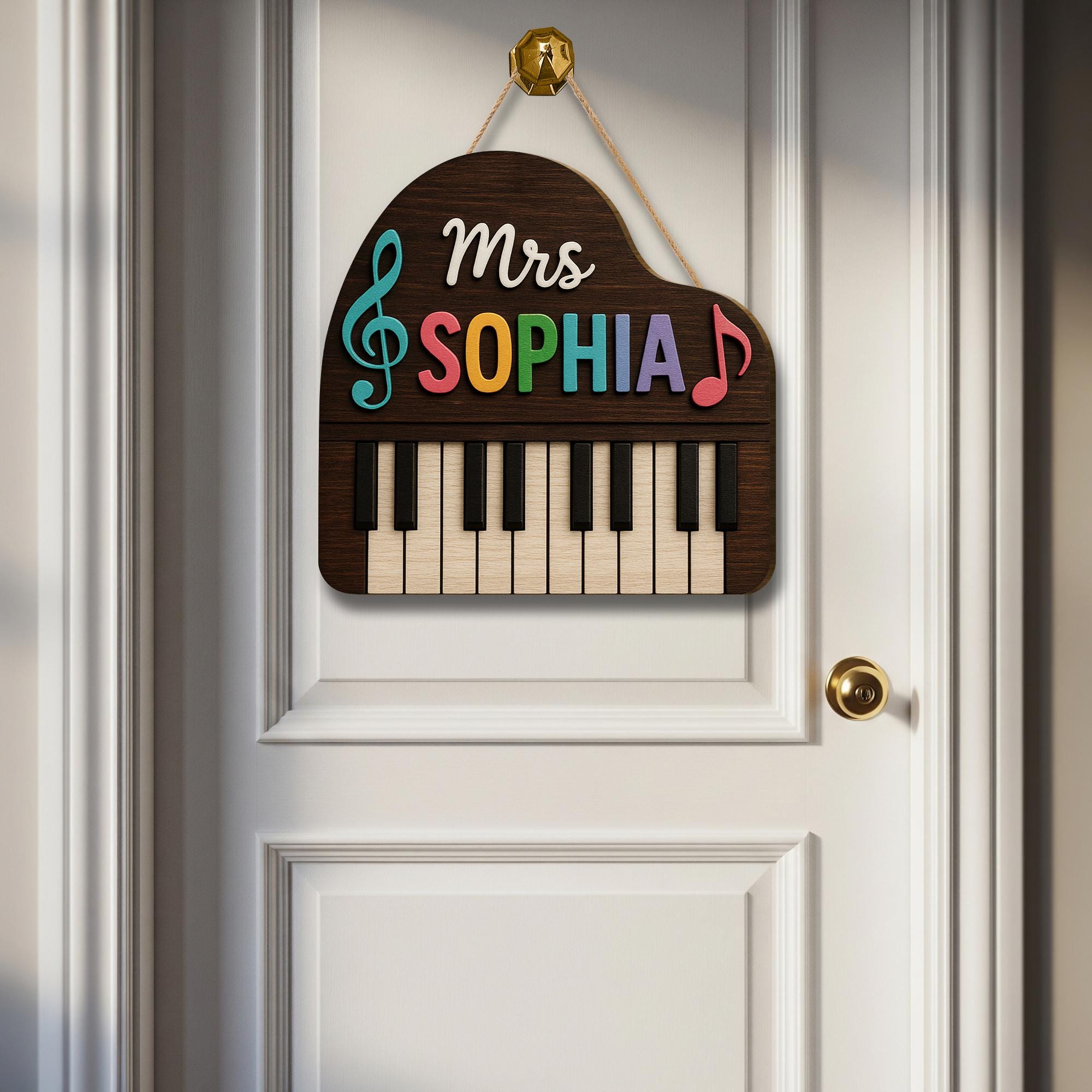 Custom Music Teacher Door Sign, Personalized Piano Name Plaque, Wooden Classroom Decor, Gift for Choir or Band Instructor, Back To School