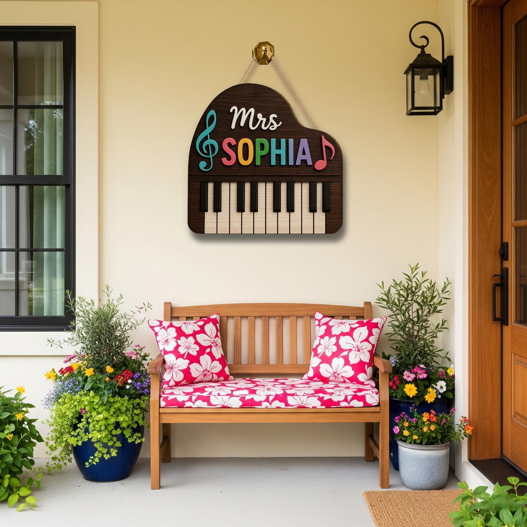 Custom Music Teacher Door Sign, Personalized Piano Name Plaque, Wooden Classroom Decor, Gift for Choir or Band Instructor, Back To School