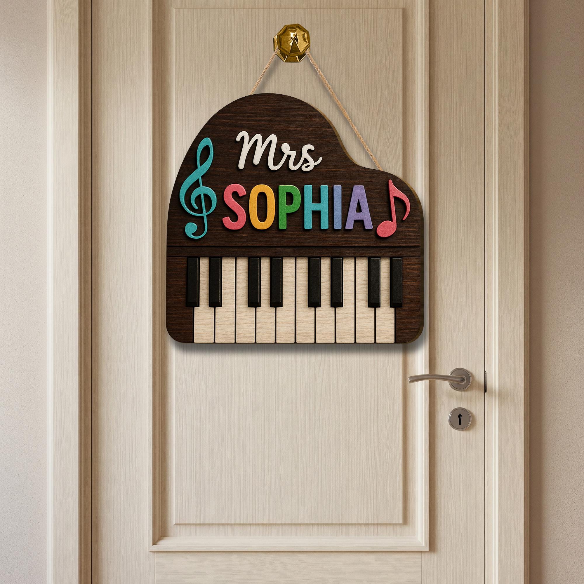 Custom Music Teacher Door Sign, Personalized Piano Name Plaque, Wooden Classroom Decor, Gift for Choir or Band Instructor, Back To School