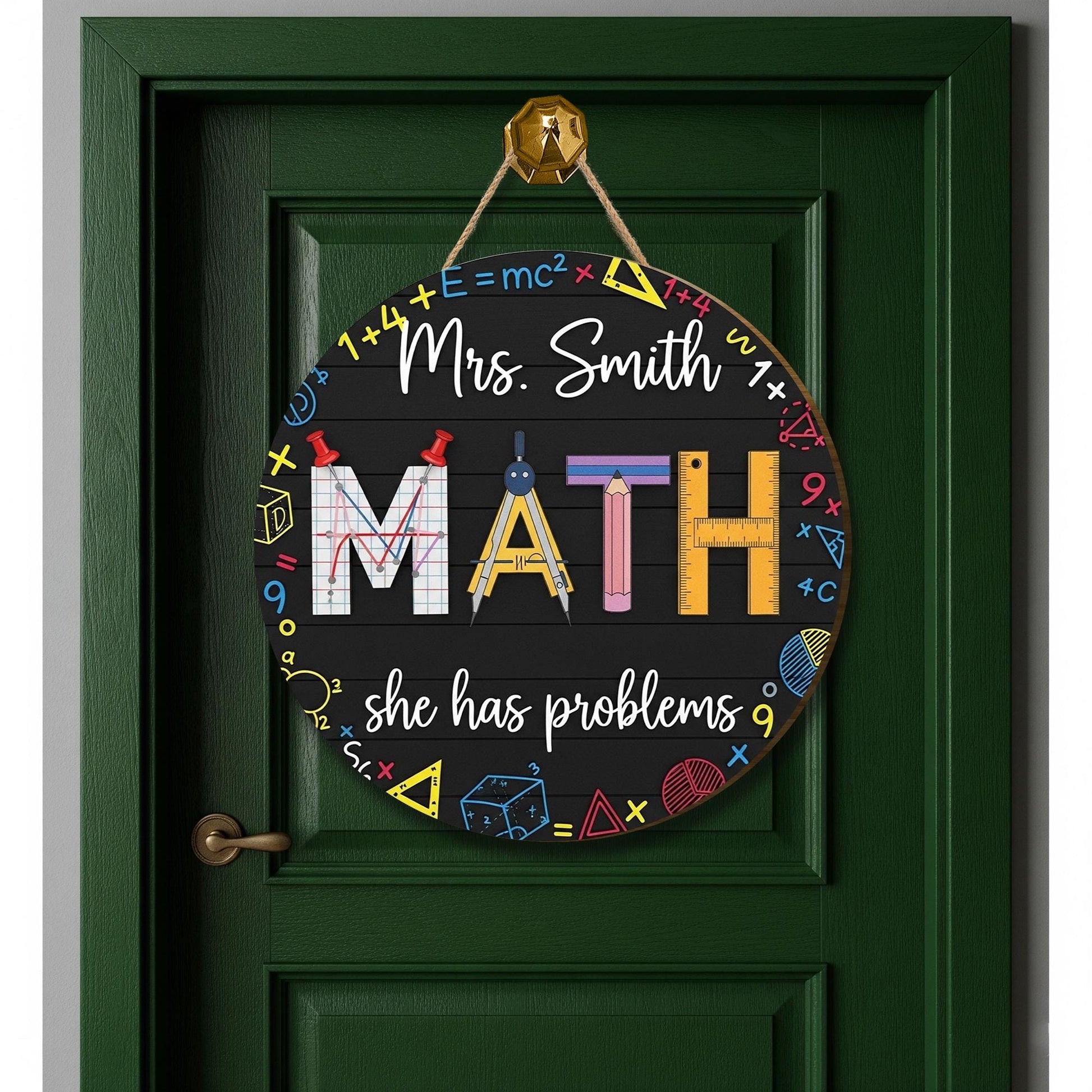 Funny Math Teacher Door Sign, Personalized Classroom Decor, Back to School Gift, Custom Name Wooden Sign, STEM Teacher Plaque