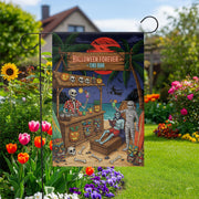 Halloween Tiki Bar Garden Flag - Funny Skeleton Outdoor Decor, Spooky Luau Yard Sign, Mummy Beach Halloween Flag