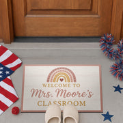 Personalized Teacher Doormat, Welcome to Classroom Rug, Custom Rainbow Back to School Mat, Classroom Door Decor Gift Idea