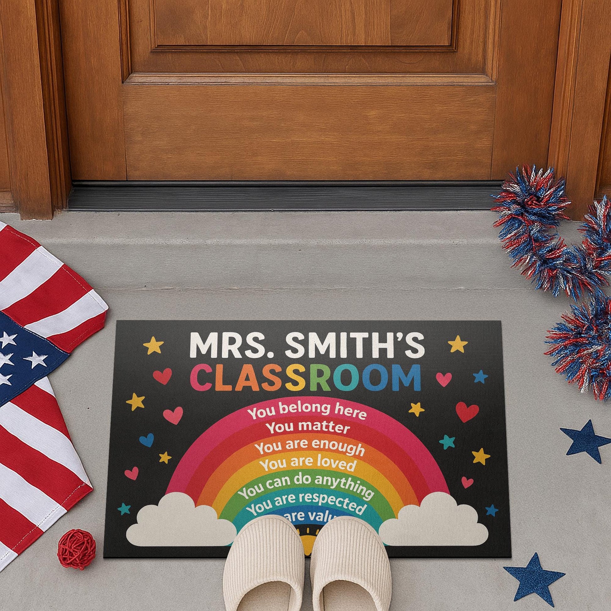 Rainbow Classroom Doormat, Personalized Teacher Rug, Back to School Welcome Mat, Inspirational Classroom Door Decor Gift